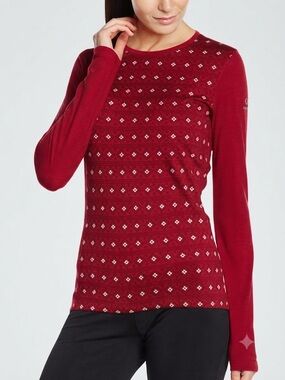 Icebreaker Sz M Body Fit 200 Merino Red Sphere Long Sleeves Bas Layer Top